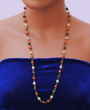 Goldpolish red  and green chain 14"