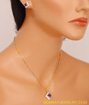 goldplated and silverplated purple and white diamond pendent set