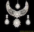 SILVERPLATED DIAMOND SET WITH TIKKA, JHUMAR