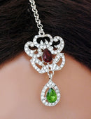 Beautiful maroon, green and silver diamond set