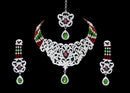 Beautiful maroon, green and silver diamond set