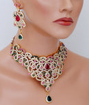 Beautiful fusicha pink, green and white diamond set