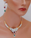 goldpolish maroon, green and white diamond set-1518