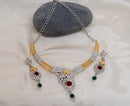 goldpolih maroon, green and white diamond set-1520