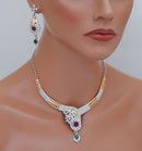 goldpolih maroon, green and white diamond set-1520