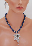 Goldpolih blue and white diamond set-1524