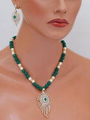 goldpolih emeral green and white diamond set-1527