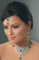 Beautiful maroon, green and silver diamond set