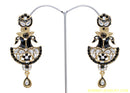 goldplated black and white peacock earring