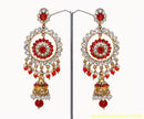 GOLDPLATED RED AND WHITE DIAMOND JHUMI EARRING