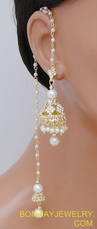 goldplated white diamond kashmiri earring