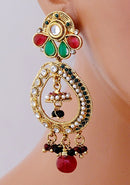 Beautiful maroon, green and white polki earring
