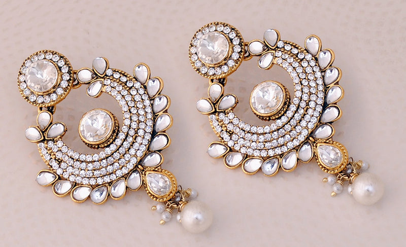 Goldpolish white diamond earring-92