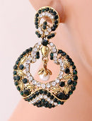 Gold polish dark green and white diamond earring-45