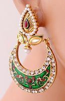 Goldplated maroon, green and white earring-99
