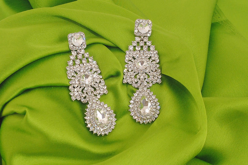 Silverpolish white diamond earring-103