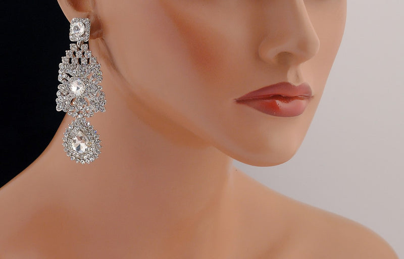 Silverpolish white diamond earring-103