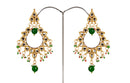 goldpolish green and white kundan earring-114