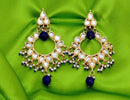 goldpolish blue and white kundan earring-gy