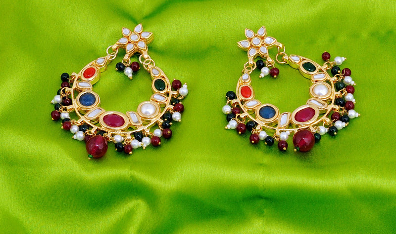 Goldpolish multicolor kundan earring-2200