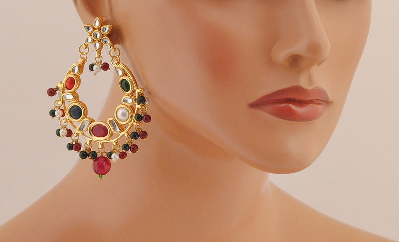Goldpolish multicolor kundan earring-2200