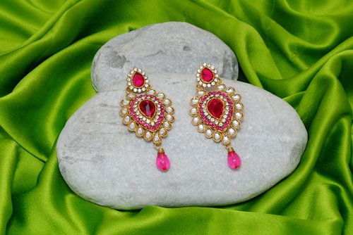Goldpolish fusicha pink and white earring-2379