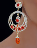 Goldpolish orange and white diamond earring-2411
