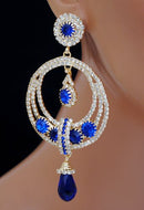 Goldpolish blue and white diamond earring-2413