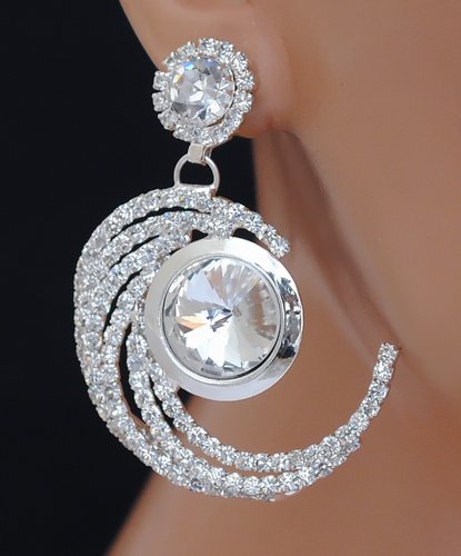 Silverpolish white diamond earring-2424