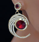 Goldpolish maroon and white earring-2425