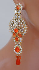Goldpolish orange and white earring-2428