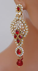 Goldpolish maroon and white earring-2430