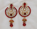 Goldpolish maroon and white earring-2432