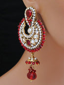 Goldpolish maroon and white earring-2432