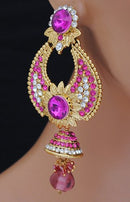 Goldpolish deep fusicha pink and white earring-2438