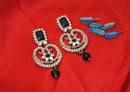 Goldpolish black and white earring-2454