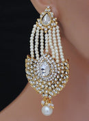Goldpolish white earring-2457
