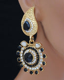 Goldpolish black and white earring-2460