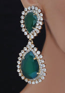 goldpolish emeral green and white earring-2463