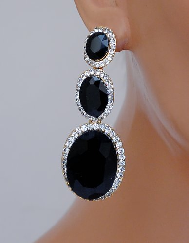Goldpolish black and white earring-2471