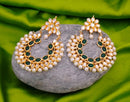 Goldpolish emeral green and white earring-2499