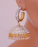 Goldpolish white jhumi earring-2506