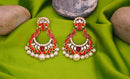 Goldpolish red and white earring-2513