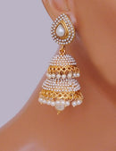 Goldpolish white jhumi earring
