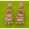 Goldpolish white jhumi earring-2524