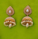 Goldpolish white jhumi earring-2527