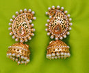 Goldpolish white jhumki earring-2528