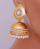 Goldpolish white jhumi earring-2529