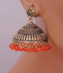 Beautiful antique gold and orange jhumi-2539