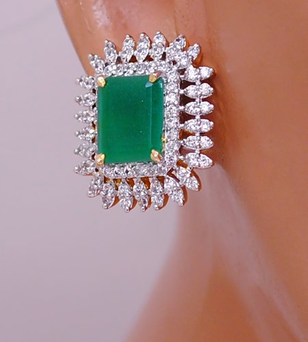 goldpolish green and white earring-2547